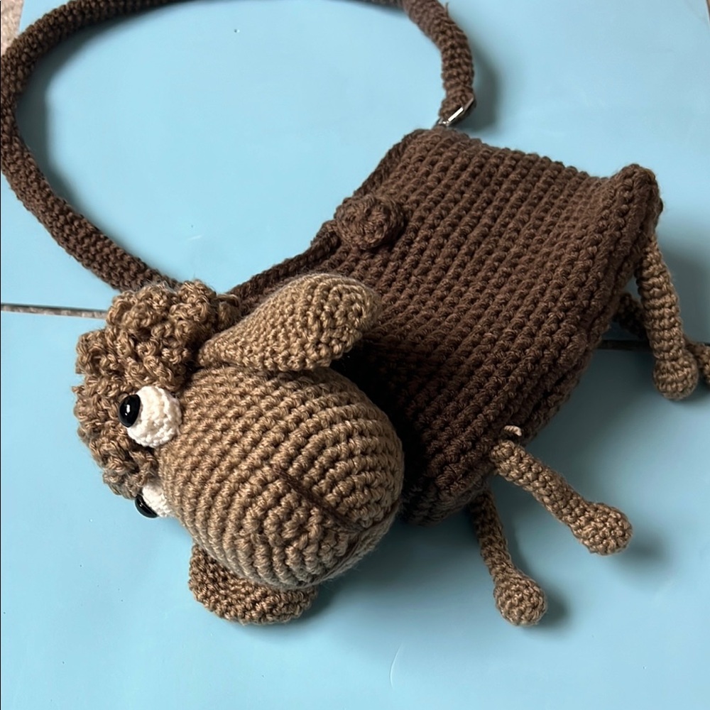 Brown Crochet Otter Plush Toy Cozy and Textured